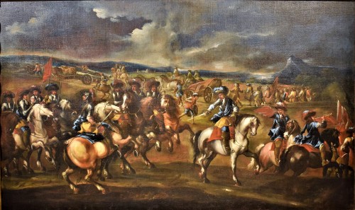 Tableaux et dessins Tableaux XVIIIe siècle - Champ de bataille - Attribué à Antonio Calza (Vérone 1653 - 1725)